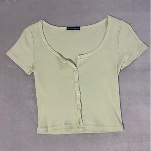 brandy melville green button up short sleeve shirt
